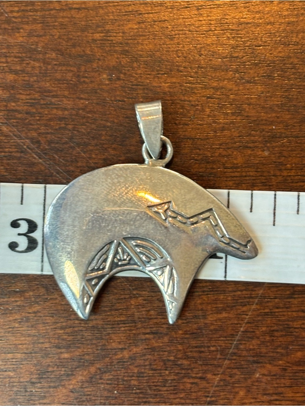 Southwest Style Bear Pendant Silver Tone Spirit Bear Totem Tribal Design - Picture 4 of 4